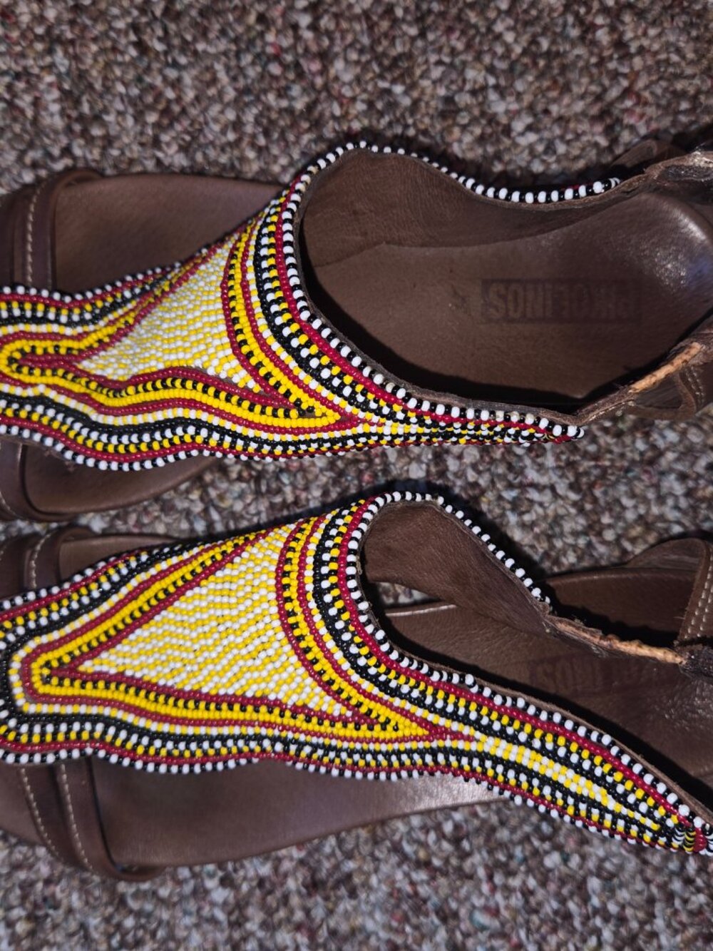 Pikolinos Alcudia Maasai Brown Leather Beaded Bohemian Sandals
